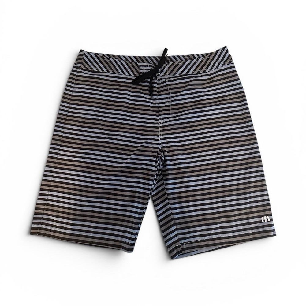 Travis Mathew Men's Blue Striped Board Shorts Swim Shorts Drawstring Pocket Med